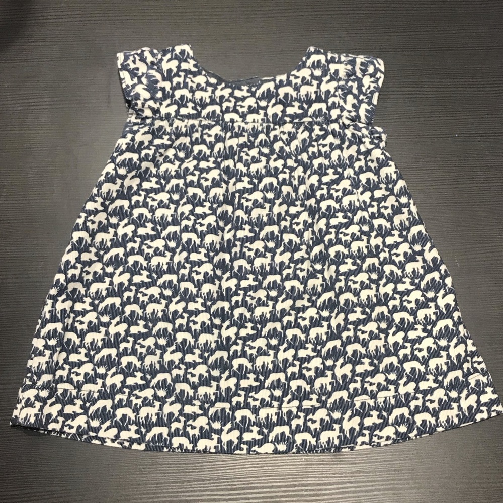 Baby Gap Navy Blue Deer Corduroy Dress